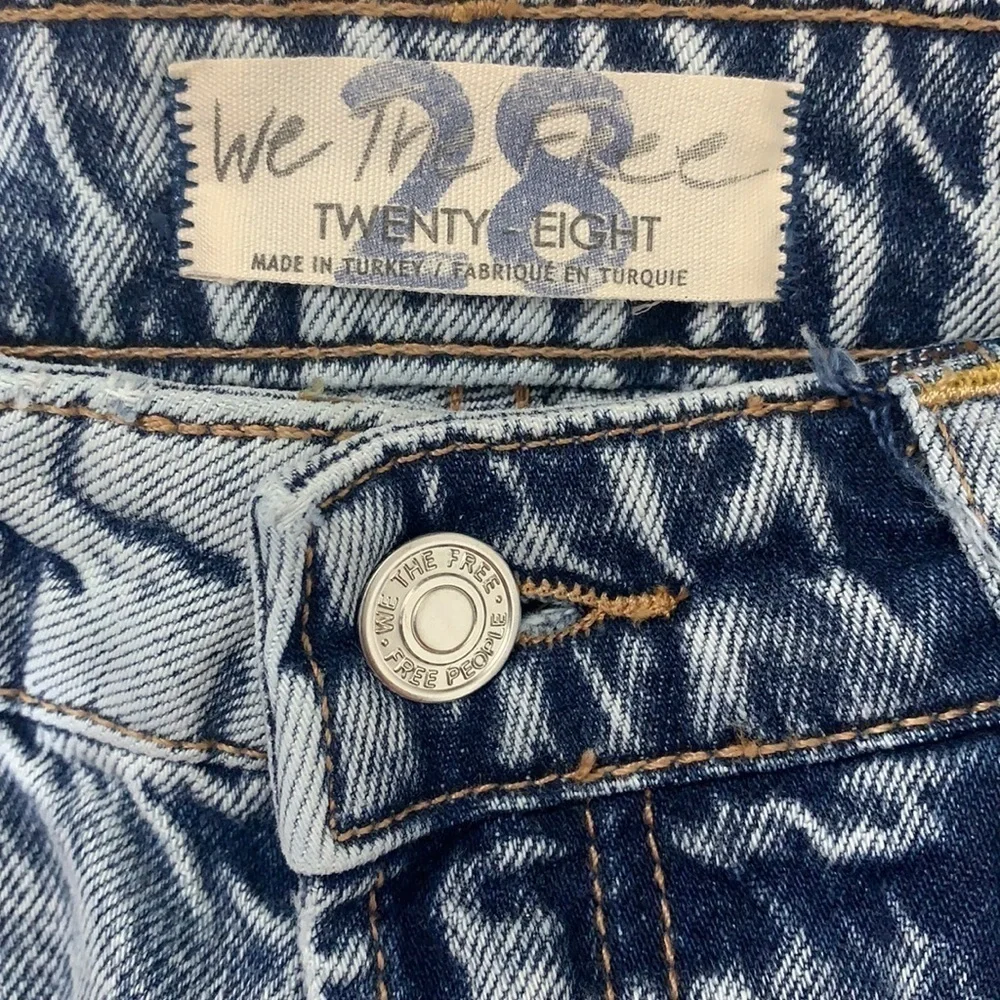 - Free People Blue Acid Wash My Own Lane Jeans Distressed Hi-rise Straight Leg